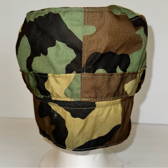 Late 80s US Military Issue Woodland Camo BDU Cap, Sz 7-3/8 - Picture 11 of 13